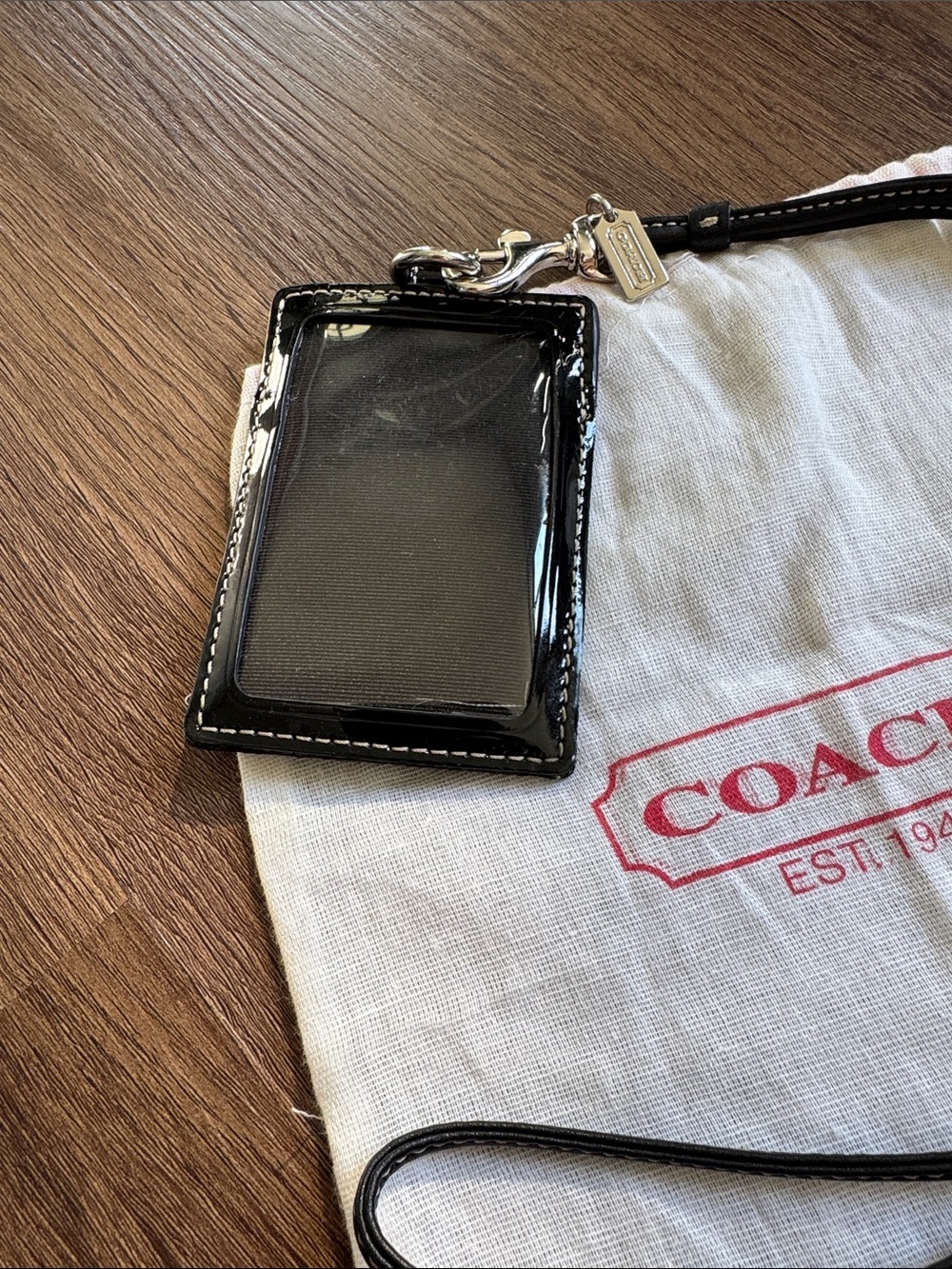 Coach Black Signature Card Holder Lanyard - Picture 4 of 6